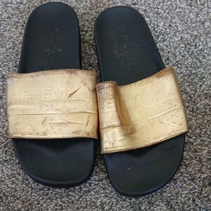 Jeremy Scott Metallic Gold and Black Sandals